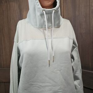 Kari Traa Pale Mint High-Neck Hoodie with Mesh Yoke